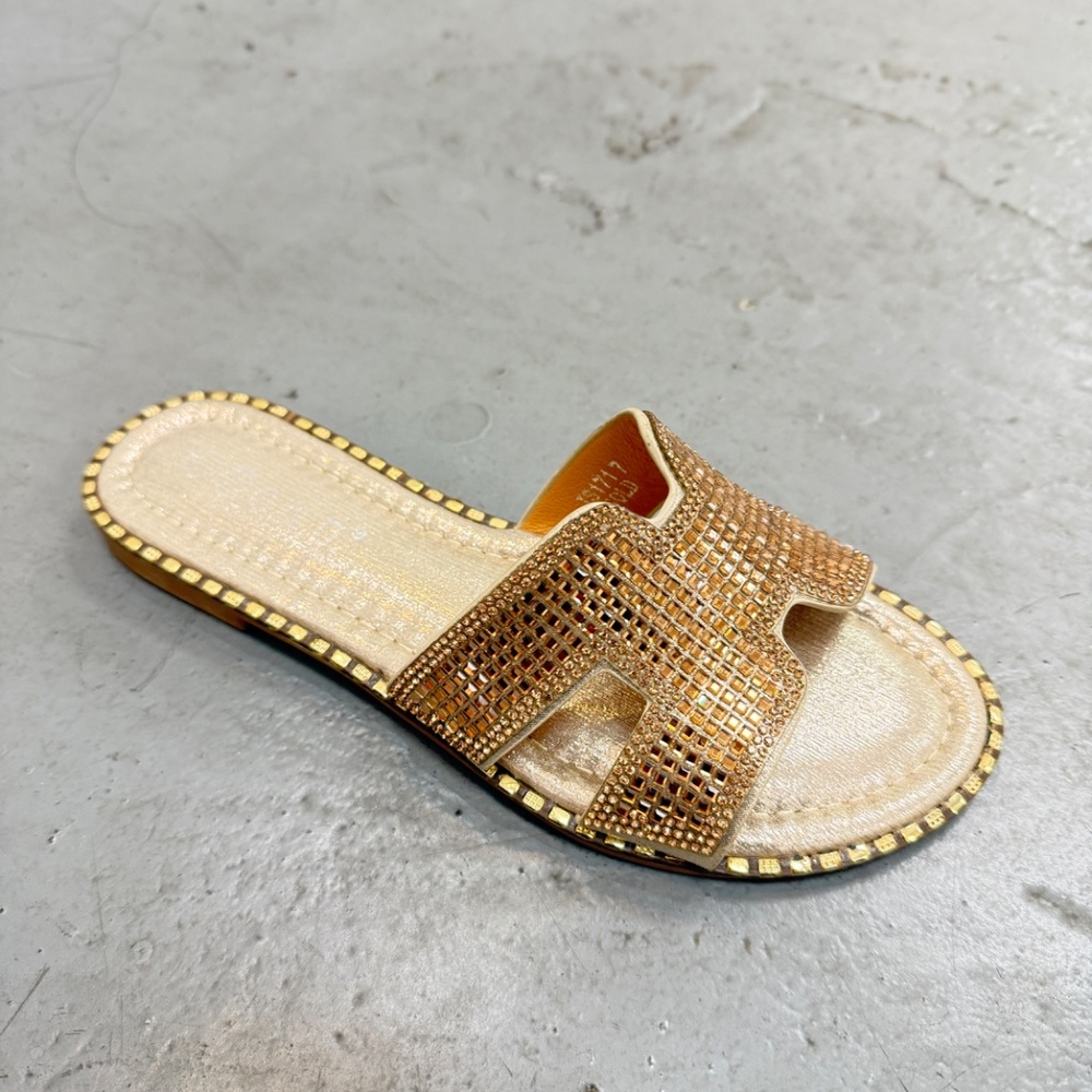 Bling  Slides with Rhinestone Embellishments and Comfortable Sole js171Gold